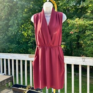Wilfred Deep Red Burgundy Sleeveless cowl neck Mini Dress with pockets size M